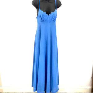 VTG Vassarette Negligee Nightgown Blue Double Spaghetti Straps SZ 34 Small